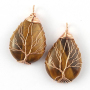 JF7092 Handmade Copper Wire wrapped natural semi-precious stone teardrop pendants,gemstone pendants