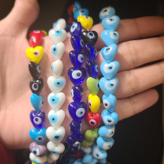 GP0947 New Unique Rainbow Colored LampWork Evil Eyes Glazed Glaze Jewelry heart Beads for Jewelry bracelet necklace Making