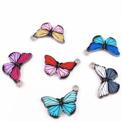 JS1494 Fashion Chic Colorful rainbow enameled metal butterfly charm pendants
