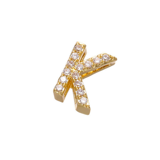 CZ8124 High Quality Small Thin Mini 18k Gold PlatedCZ Micro pave Small Alphabet Initial letter charm pendant