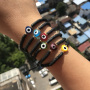 BP1007 Trial Jewelry Black African Vinyl Discs Polymer Clay Disc Heishi Beads Eye Heart Charm Macrame Bracelets