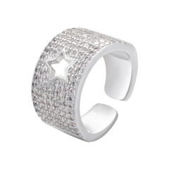 RM1290 Fashion CZ Mirco Pave Hollow Heart Star Thick Wide Band Open rings for women