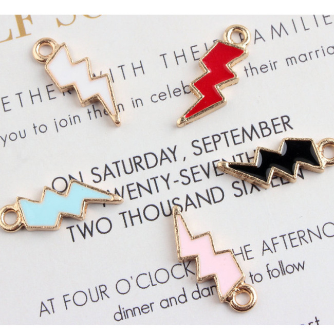 JS1491 Mini Fashion Chic Multicolor Enamel Lightning Bolt Thunder Charm for Jewelry Bracelet Making