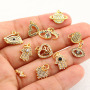 CZ8091 Dainty Mini Small Clear CZ Evil Evileye Eye Charm,Tiny Minimal Zircon Cubic Zirconia Heart Eye Charm Pendant