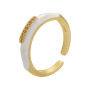 RM1243 Brass Metal CZ diamond micro pave enamel adjustable cuff Rings