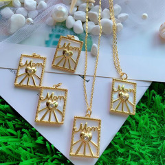 NZ1275 Gold Plated CZ Pave Shell Tarot Card Necklace,Star strength Sun Moon Symbolic Necklace Tarot Card Jewelry Mystic Jewelry