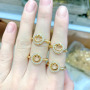 RM1224 Hot Selling 18K gold plated brass CZ diamond micro pave smliey face metal stackable Rings for Ladies