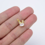 CZ8342 New Dainty Mini Small Cute Clear CZ Diamond Rabbit Charms,Tiny Pink Zircon Cubic Zirconia Evil Eyes Disc Charms Pendant