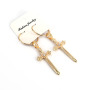 EM1011 Hot Sale High Quality Gold Plated Cross Hoop Earring with Crystal for Women
