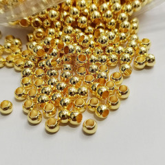 JS0926 Big hole gold spacer round beads