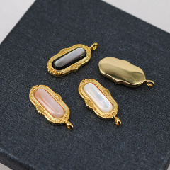 JF7300 New Chic Gold Plated Bezel Gemstone Semiprecious Stone Rectangle Bar Jewelry Pendants