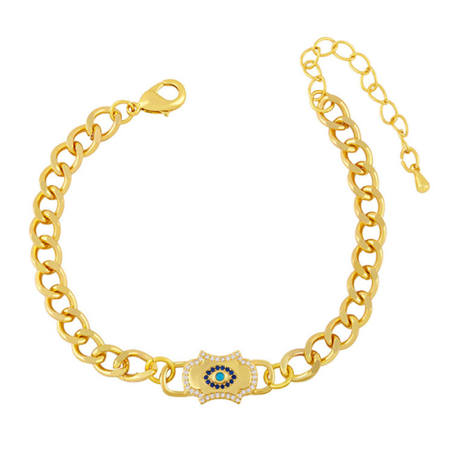 BC1386 18K Gold Plated Half Curb Chain Half CZ Cubic Zirconia Baguette Tennis Toggle Bracelets