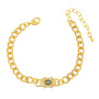 BC1386 18K Gold Plated Half Curb Chain Half CZ Cubic Zirconia Baguette Tennis Toggle Bracelets