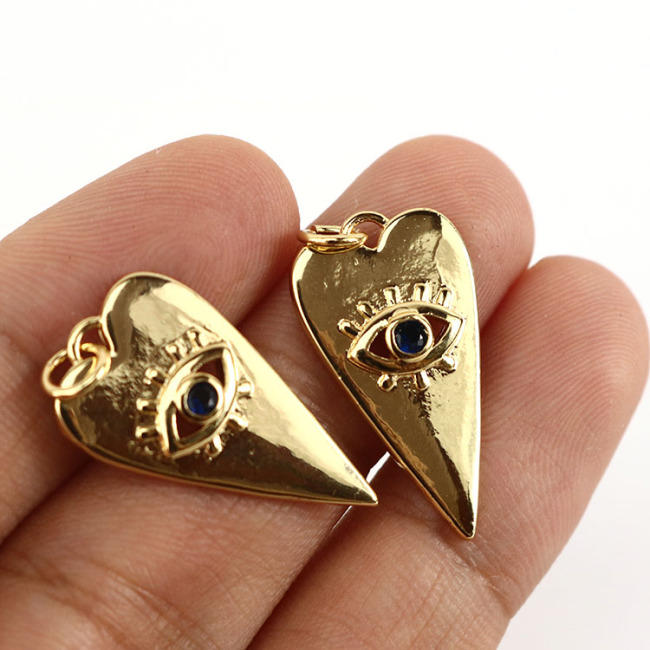 CZ8093 Dainty Mini Small Clear CZ Evil Evileye Eye Heart Charm,Tiny Minimal Zircon Cubic Zirconia Eye Heart Charm Pendant
