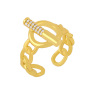 RM1183 New Dainty Gold Plated Diamond CZ Micro Pave Toggle Curb Cuban Chain Zipper Oval Double Stack Cocktail Rings