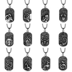 NS1064 Big Pendant Stainless Steel Hip-Hop Mens Ipg Vacuum Plating Zodiac Sign Necklace