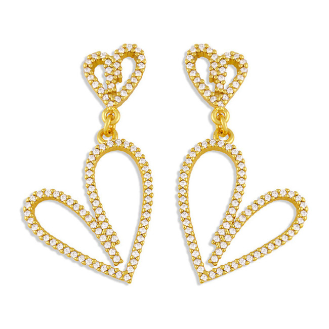 EC1723 2021 Womans Fashion Gold Plated Clear CZ Micro Pave Horseshoe U shape Dangle Charm Huggie Earrings