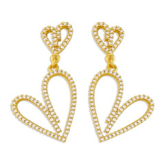EC1723 2021 Womans Fashion Gold Plated Clear CZ Micro Pave Horseshoe U shape Dangle Charm Huggie Earrings