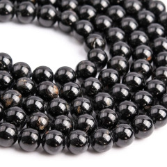 SB7177 Genuine Natural Black Tourmaline Round Beads,Gemstone Loose Beads