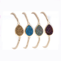 BRH1212 Trendy Natural Teardrop Druzy Bracelet Jewelry,Tiny Pyrite Beaded Bracelets With Pear Druzy BRH1212 Trendy Natural Teardrop Druzy Bracelet Jewelry,Tiny Pyrite Beaded Bracelets With Pear Druzy