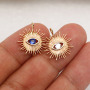 CZ7876 Small Dainty Real Gold Plated Micro CZ pave Evil Evileye Eye Charm
