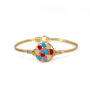 BC2034 Unique Enamel Rainbow Multicolor Freeform Slab Micro Pave CZ Zircon Flower Floral Cuff Bracelet Bangle for Women 2021