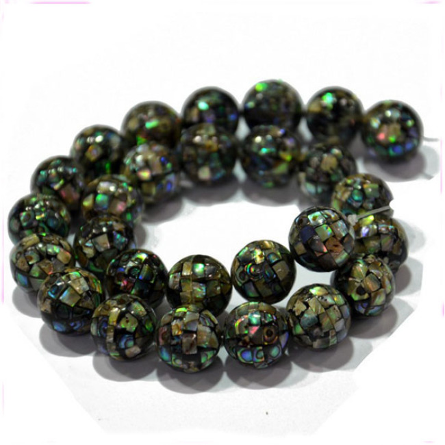 SP4063 Round abalone shell beads