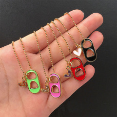 NZ1128 New Dainty Gold CZ Diamond Soda Tab Charm Necklace Jewelry for Women,Enamel Soda Pop Tab &Mini Heart Pendant Necklace