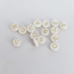SP4233 Initial Jewelry Supplies Cabochons White Shell 26 Alphabet Letter Initial Charm Coin Disc Round Beads,zodiac sign charms