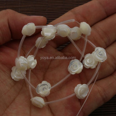 SP4037 MOP shell mother of pearl carved rose flower beads