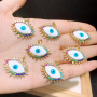 CZ8409 popular Gold Plated CZ diamond pave rainbow evil eyes enamel charms Pendant