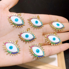 CZ8409 popular Gold Plated CZ diamond pave rainbow evil eyes enamel charms Pendant CZ8409 popular Gold Plated CZ diamond pave rainbow evil eyes enamel charms Pendant
