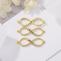 CZ8150 Hot Sale Zircon Micro Pave Bracelet Connector Eight Letter Charms Digital Letter For Jewelry Making