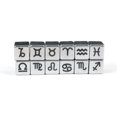 JS1399 Silver / gold zodiac cube spacer beads,zodiac square beads