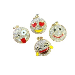 CZ8352 Wholesale colored enamel cz micro pave charm pendant,cubic zirconia diamond smiley pendant