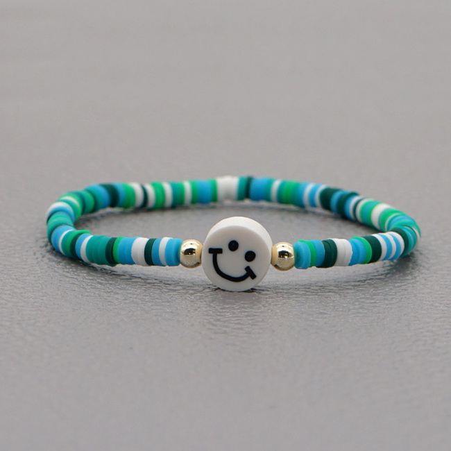 BP1024  rainbow brass beaded hand chain tiny mini smiley charm bracelet for ladies' gifts