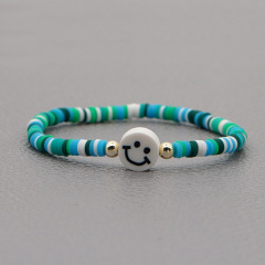 BP1024 rainbow brass beaded hand chain tiny mini smiley charm bracelet for ladies' gifts