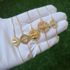 BC1383 18k Gold CZ Pave Virgin of Guadalupe bracelet, Virgen de Guadalupe bracelet, religious catholic Jewelry