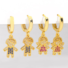 EC1691 Hot Sale 18k gold plated CZ micro pave kids earrings,diamond children girl and boy huggie earrings jewelry for women