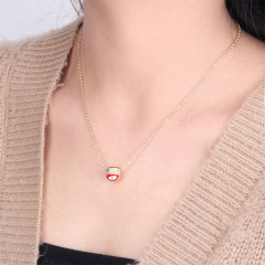 NZ1302 18K Gold Enamel Turkish Evil Eyes Ball Stainless Steel Chain Protection Necklace