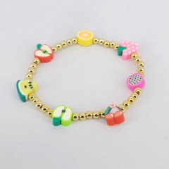 BP1030 Beach Jewelry Multi Colored Bohemian Vinyl Polymer Butterfly Smiley Flower Fruit Animal and 18k Gold Accents Bracelets