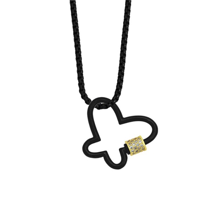NZ1303 Popular Neon Enamel Colorful Butterfly Carabiner Clasp Box Chain Necklace for Ladies Women