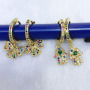 EC1158 Chic Rainbow Multicolor Cubic Zirconia CZ Pave Dangle Charm Huggie Earrings for Women, Mini CZ Earrings