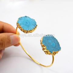 BRH1522 Natural solar stalatite quartz flower drusy bangle for women, fashion druzy quartz stalactite bangle bracelet