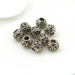 JS1346 Wholesale antique sliver round peace sign spacer beads, Ancient silver supplies metal ball beads