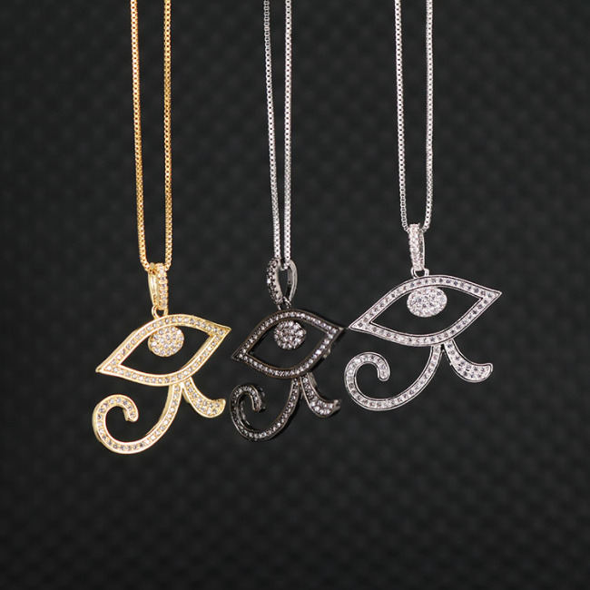 NZ1061 Chic Dainty Cubic Zirconia CZ Micro Pave Horus Turkish Evil Eyes Pendant Necklace