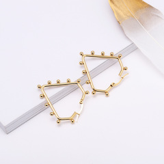 ES1042 New 2020 Women's Fashion,High Quality Gold Plated Stainless Steel Geometric Star Heart Hoop Earrings