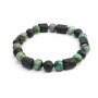BN5317 natural gemstone lava and Africa turquoise bead  elastic bracelet for men