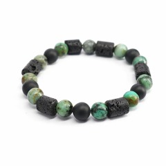 BN5317 natural gemstone lava and Africa turquoise bead elastic bracelet for men BN5317 natural gemstone lava and Africa turquoise bead elastic bracelet for men