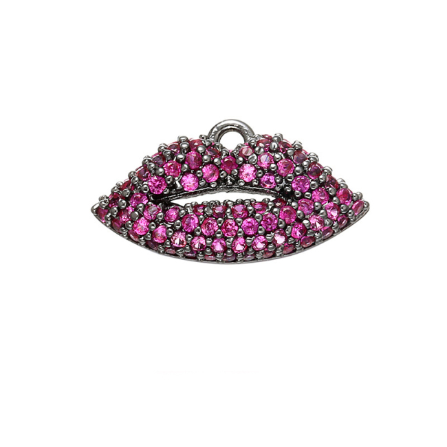 CZ7775 Cute CZ Micro pave Lip Charm Pendants